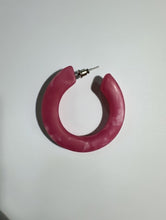 Load image into Gallery viewer, LARGE FLAT RESIN HOOP EARRING PINK
