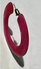 Load image into Gallery viewer, LARGE FLAT RESIN HOOP EARRING PINK
